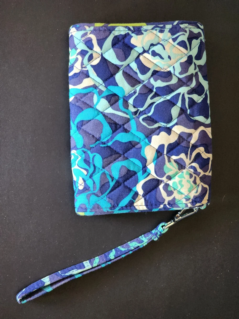 Vera Bradley Navy, Teal & Lime Quilted Floral Wristlet Wallet - Picture 2 of 5